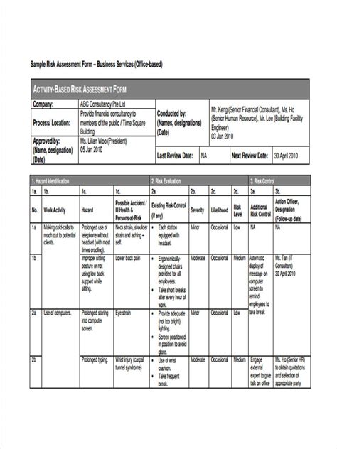 Formal Risk Assessment Template | Images and Photos finder