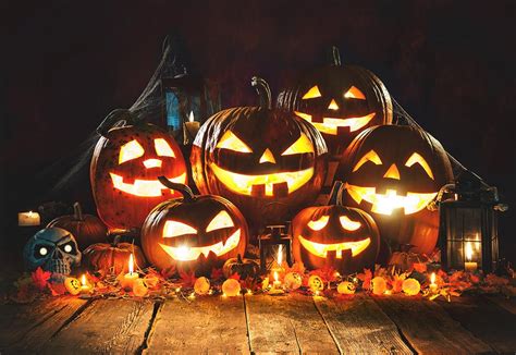 Weird Fired Pumpkin Halloween Backdrops for Party Decor DBD-H19006 ...