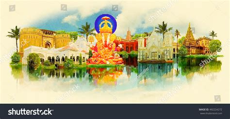 Pune City High Resolution Panoramic Watercolor Stock Illustration 492224272 | Shutterstock