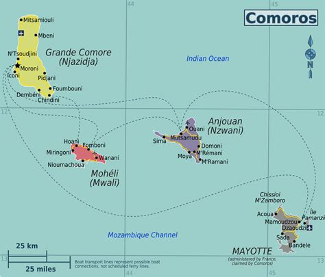 Large regions map of Comoros Islands | Comoros | Africa | Mapsland ...