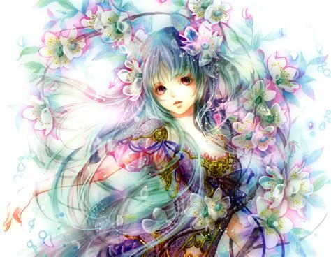 Enchanting Anime Girl Dancing Among Flowers - HD Wallpaper