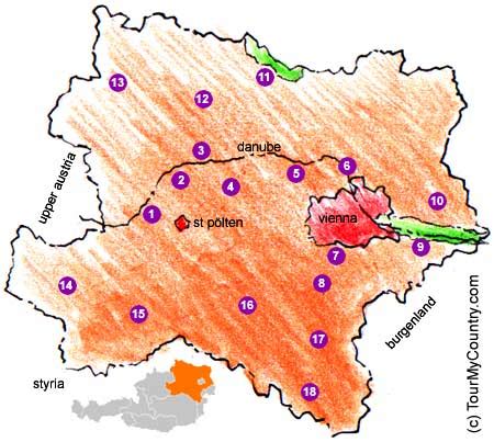 Map Lower Austria : Austria Guide with Lower Austria Map