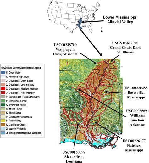 Location map of the Lower Mississippi River Alluvial Valley (LMRAV ...