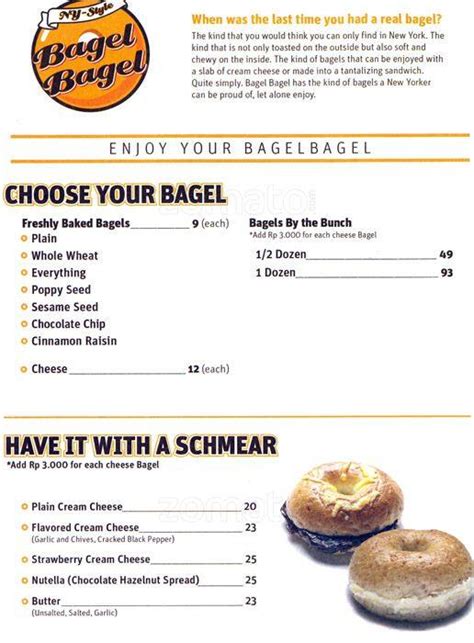 Bagel - Bagel Menu, Menu for Bagel - Bagel, Senayan, Jakarta - Zomato Indonesia