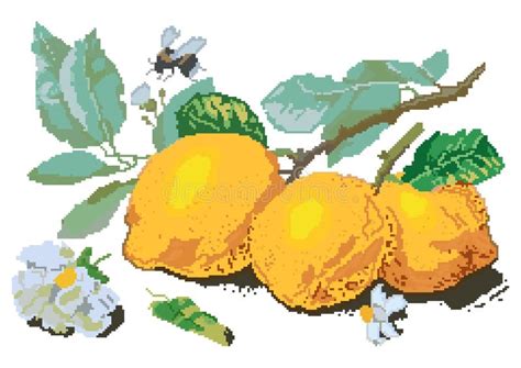 Lemon pixel art stock illustration. Illustration of healthy - 120984336