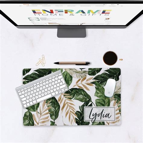 Extra Large Desk Mat Personalized Cubicle Decor Tropical image 2 Chic Office Decor, Desk Decor ...