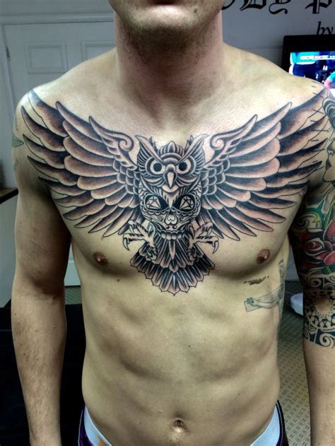 Owl chestpiece tattoo | Owl tattoo chest, Cool chest tattoos, Chest piece tattoos