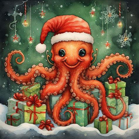 Christmas Nautical Octopus Free Stock Photo - Public Domain Pictures