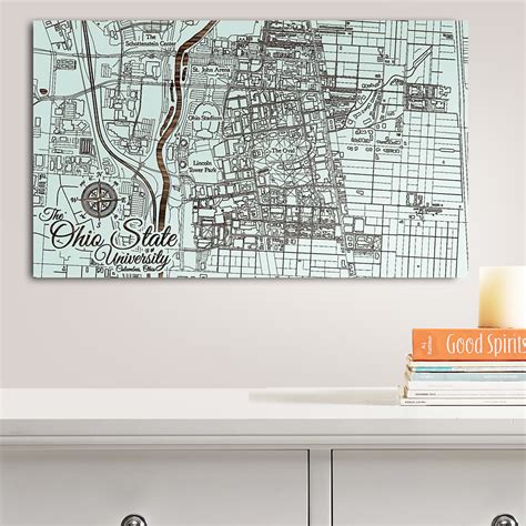 Ohio State University Campus Wood Map | Burnt Laser-Cut Wall Map