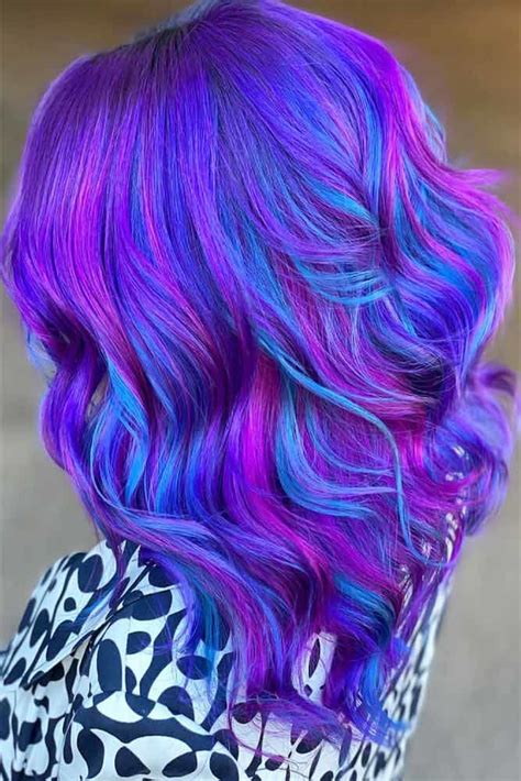 Best Purple And Blue Hair Looks | Galaxy hair color, Purple hair, Dyed hair