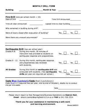 Earthquake Drill Report Template - Fill Online, Printable, Fillable, Blank | pdfFiller