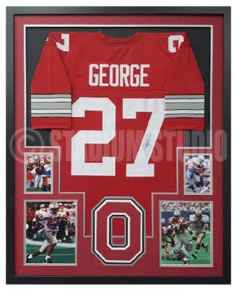 Eddie George Autographed Framed Buckeyes Jersey - The Stadium Studio