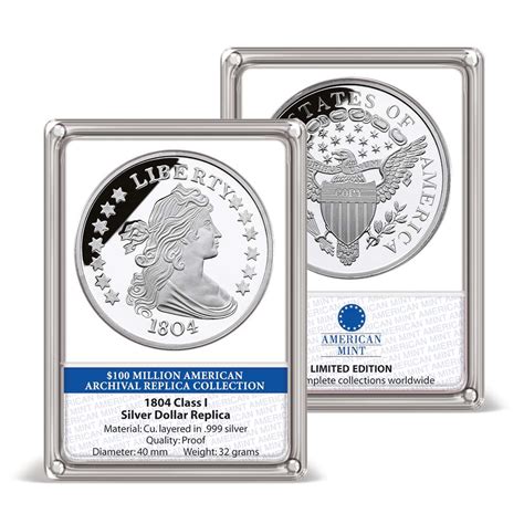 1804 Class I Silver Dollar Replica Archival Edition | Silver-Plated | Silver | American Mint