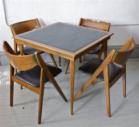 SOLD Vintage Mid Century Modern Stakmore Folding Chairs and Card Table via Etsy * chairs have r ...