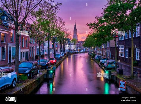 canal, evening, netherlands, delft, canals Stock Photo - Alamy