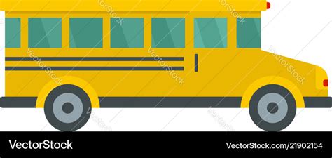 Side view of school bus icon flat style Royalty Free Vector