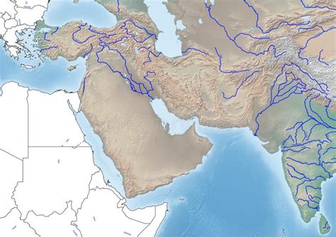 Physical Map Of Middle East Rivers