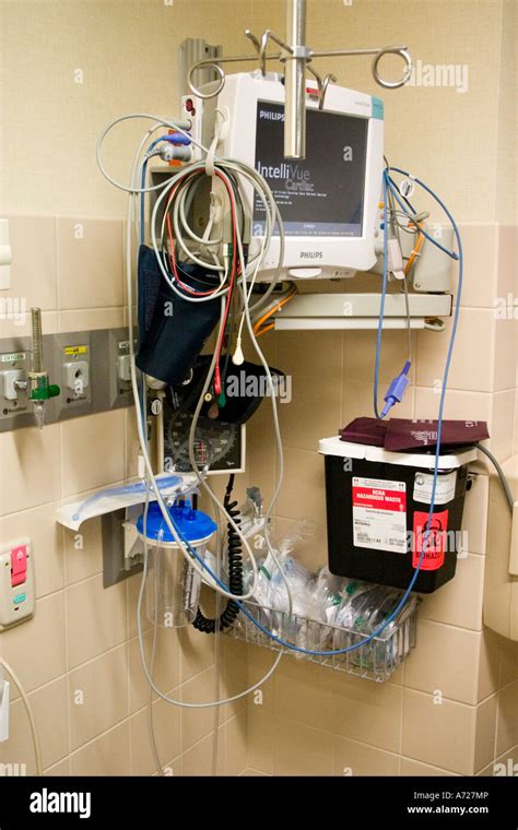 Hospital medical equipment in emergency room. North Memorial Hospital Robbinsdale Minnesota USA ...