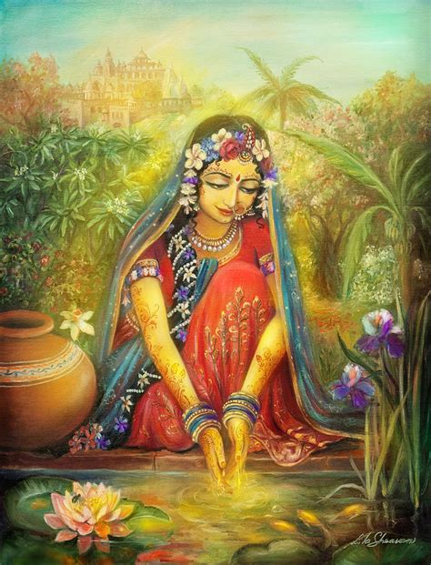 'gold' Radha Painting by Lila Shravani