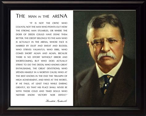 Presidents & First Ladies Collectibles Theodore Teddy Roosevelt the Man in the Arena Quote 19x25 ...