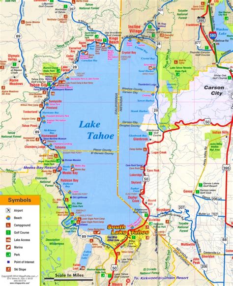 Lake Tahoe tourist attractions map