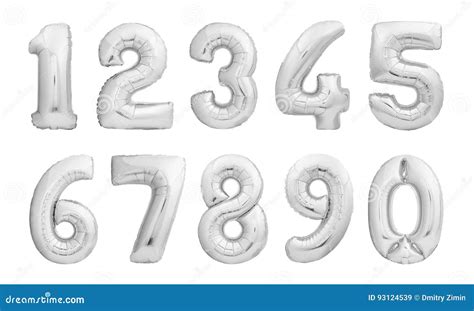 Numbers Made of Silver Inflatable Balloons Stock Illustration ...