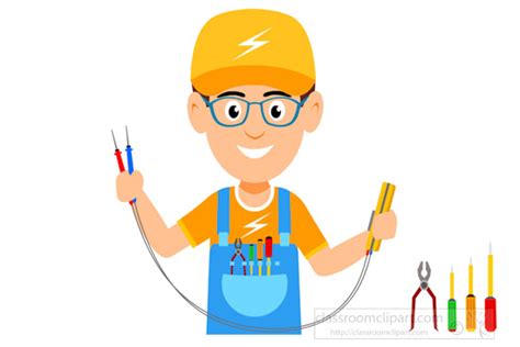 Occupation Clipart - electrician-holding-electrical-tools-clipart - Classroom Clipart