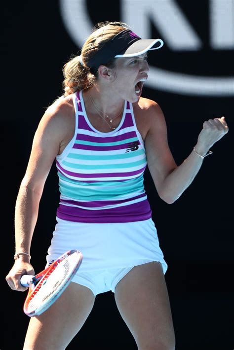 MELBOURNE, AUSTRALIA - JANUARY 22: Danielle Collins of the United States celebrates a point in ...