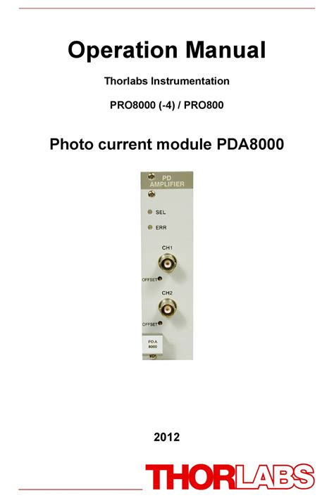 THORLABS PDA8000-1 OPERATION MANUAL Pdf Download | ManualsLib