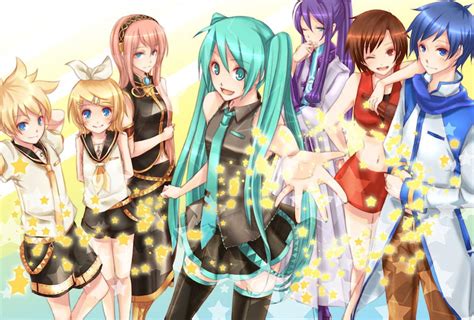 ~Friendship~, hatsune miku, meiko, kaito, stars, vocaloid, anime, len ...