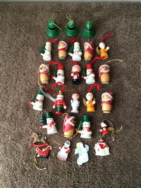 Wooden Christmas ornaments MINI vintage huge lot