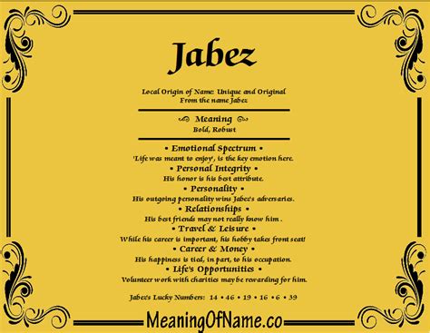 Jabez - Meaning of Name