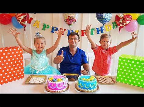 Diana & Dad's birthday - surprises and sweets! - Videos For Kids