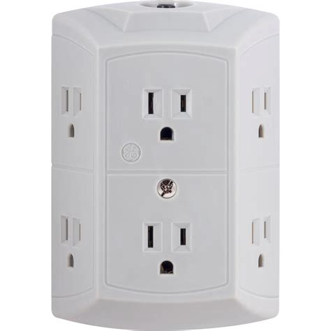 GE 6-Outlet Wall Plug Adapter Power Strip Gray-45204 - The Home Depot