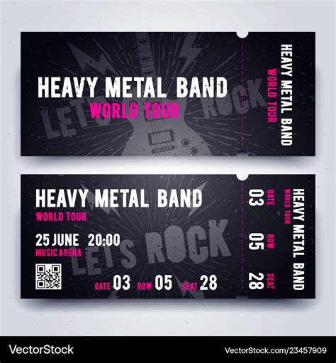 Music concert ticket template for rock Royalty Free Vector