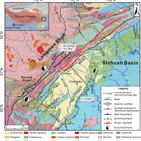 Geological map of the eastern Tibetan Plateau showing the focal... | Download Scientific Diagram