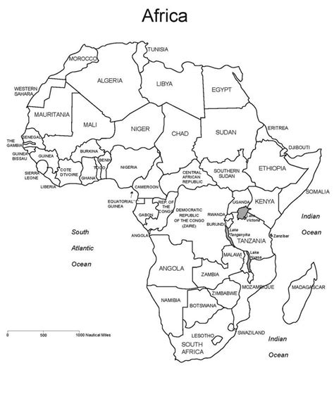 Blank Map of Africa | Large Outline Map of Africa - WhatsAnswer | World map with countries ...