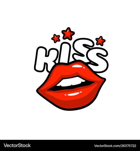 Kiss label sticker a kiss a message red lips Vector Image