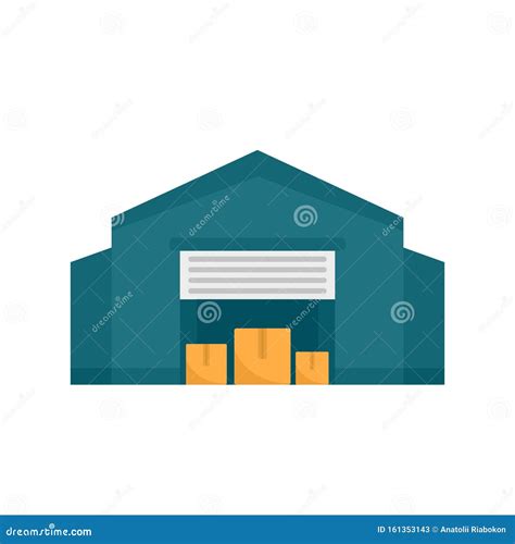 Warehouse Building Icon, Flat Style Stock Vector - Illustration of house, object: 161353143