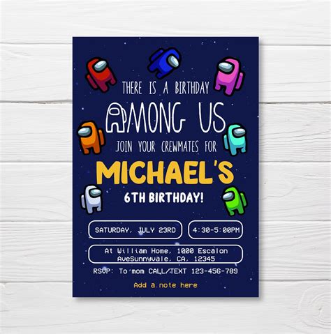 Among Us Birthday Invitation Among Us invite Among Us | Etsy