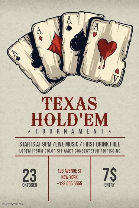 Texas Hold'em Poker Flyer template | Event poster template, Texas ...