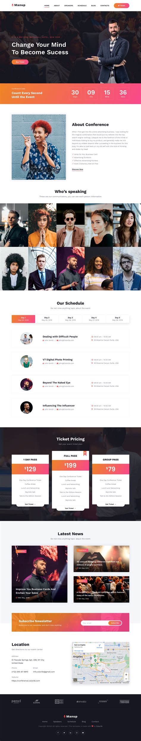 Manup - Free Bootstrap Event Template