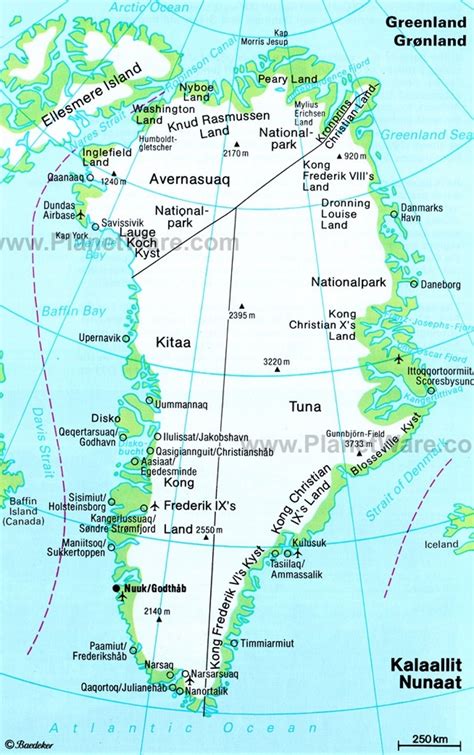 Map of Greenland with towns - Ontheworldmap.com