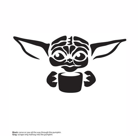 Baby Yoda Pumpkin Stencil Printable