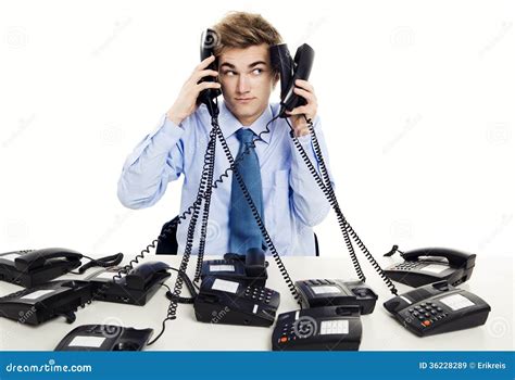 Answering Multiple Calls at the Same Time Stock Image - Image of operator, overworked: 36228289