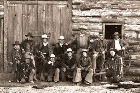 John Wayne poses with his 'gang', 'The Cowboys', 1971 | Flickr