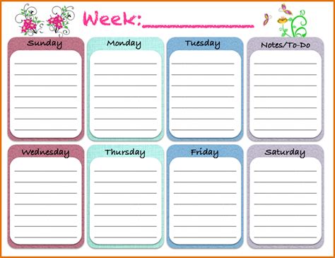 Weekly Schedule Template Pdf | charlotte clergy coalition