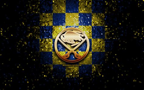 Download wallpapers Buffalo Sabres, glitter logo, NHL, blue yellow ...