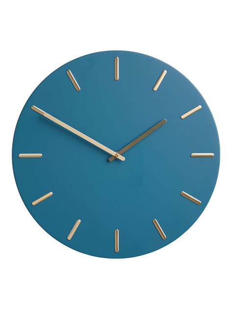 John Lewis Arne Brass Dial Analogue Wall Clock, 45cm, Fjord Blue