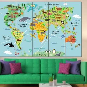 Extra Large Colorful Kids Push Pin World Map Kids Wall Art - Etsy